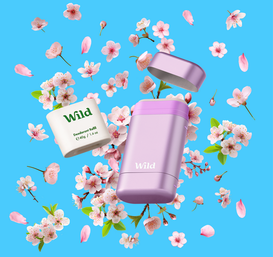 Purple Stick Deodorant Case & Cherry Blossom Refill